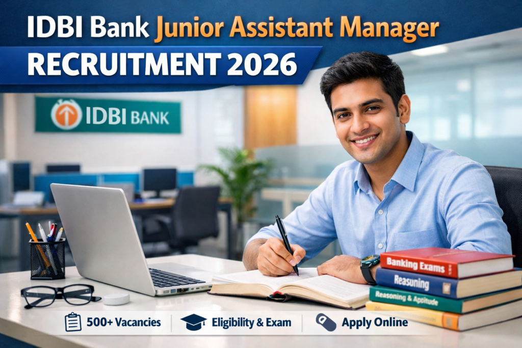 IDBI Bank Junior Assistant Manager Recruitment 2026 exam preparation student studying for bank job