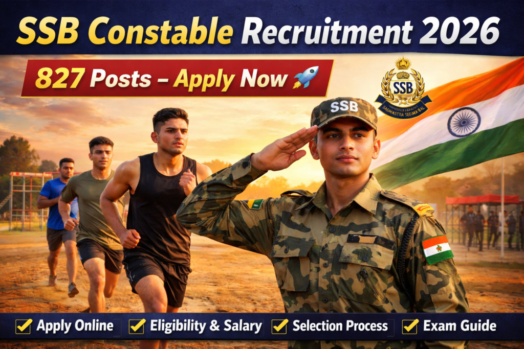 SSB Constable Recruitment 2026 apply online 827 posts
