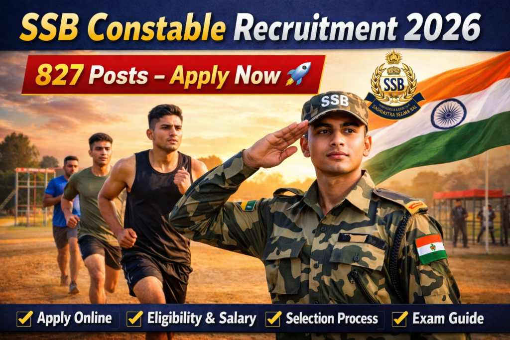 SSB Constable Recruitment 2026 physical test and apply online 827 posts