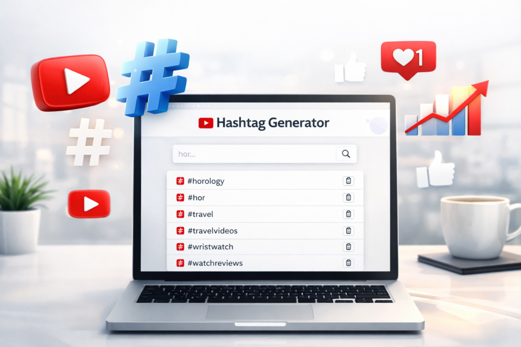 YouTube Hashtag Generator – Generate Trending YouTube Hashtags Free dashboard