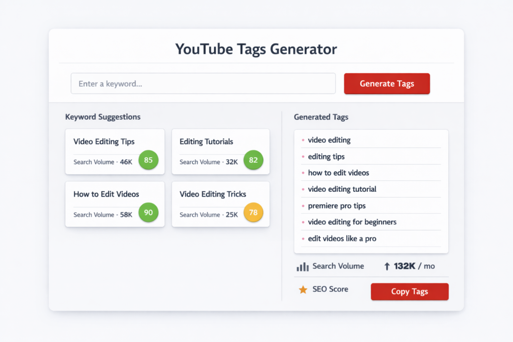 YouTube hashtag generator tool with trending hashtag suggestions on laptop and mobile