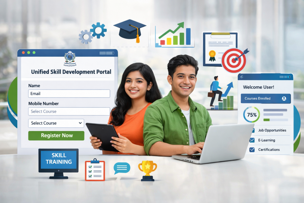 Unified Skill Development Portal featured image with online skill training and registration concept