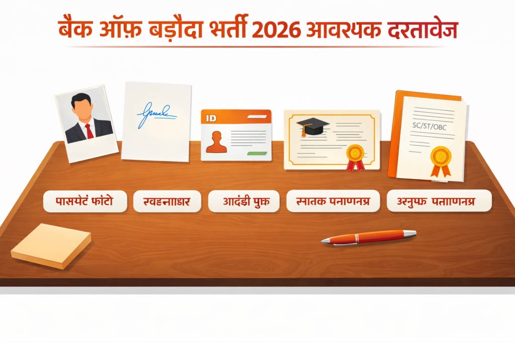 बैंक ऑफ बड़ौदा भर्ती 2026: 104 पदों पर बड़ी भर्ती, ऐसे करें आवेदन 6 Bank of Baroda Recruitment 2026 required documents image