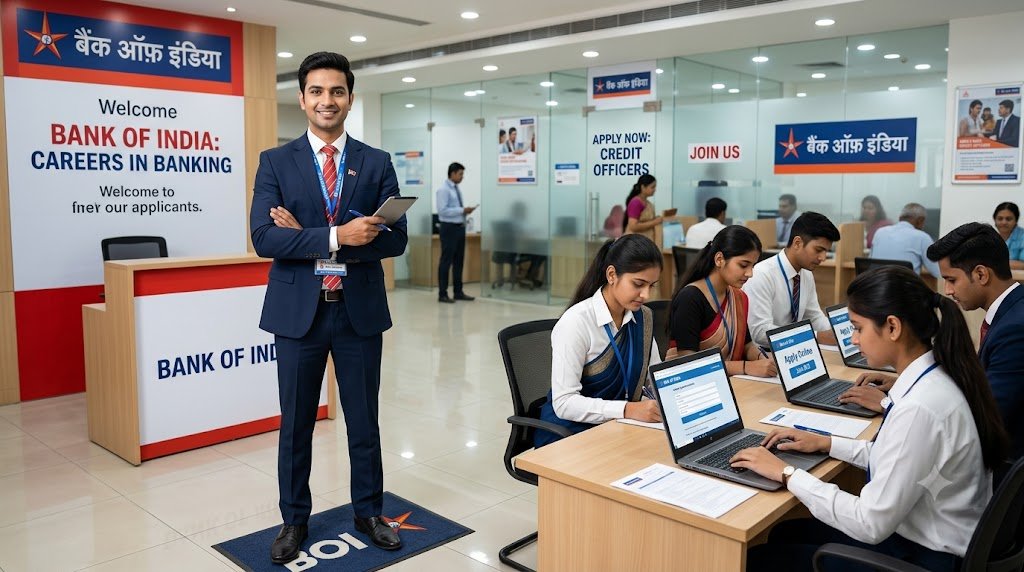 Bank of India Credit Officer Recruitment 2026 featured image showing Credit Officer recruitment, eligibility, salary, selection process and online application guide.