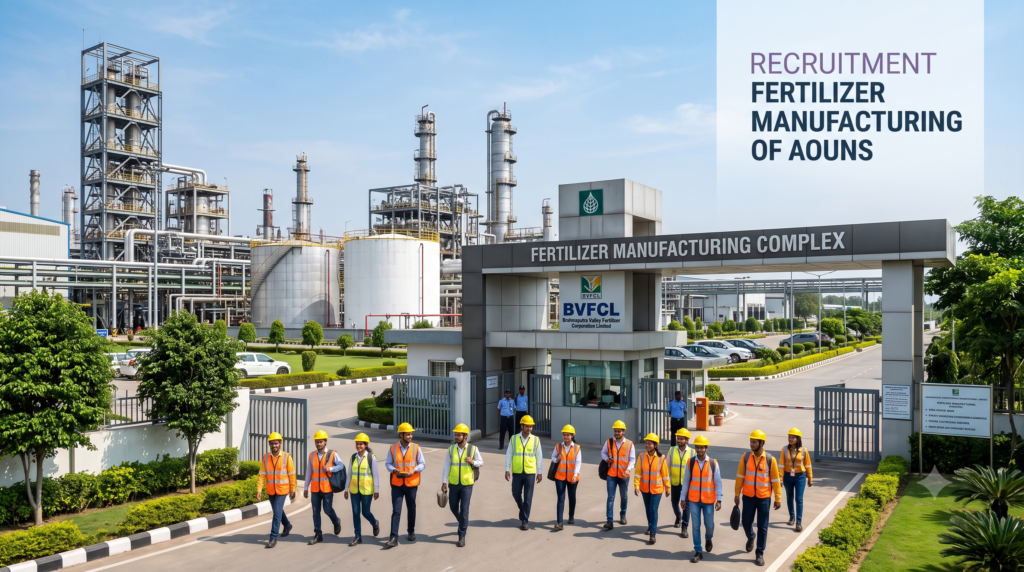 BVFCL Apprentice Recruitment 2026 featured image showing engineering apprentices entering a fertilizer plant