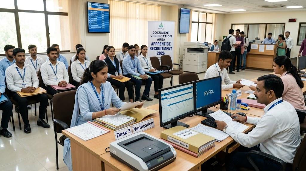 BVFCL Apprentice Recruitment 2026 | 38 ಹುದ್ದೆಗಳ ನೇಮಕಾತಿ 4 Candidates attending document verification for BVFCL Apprentice Recruitment 2026