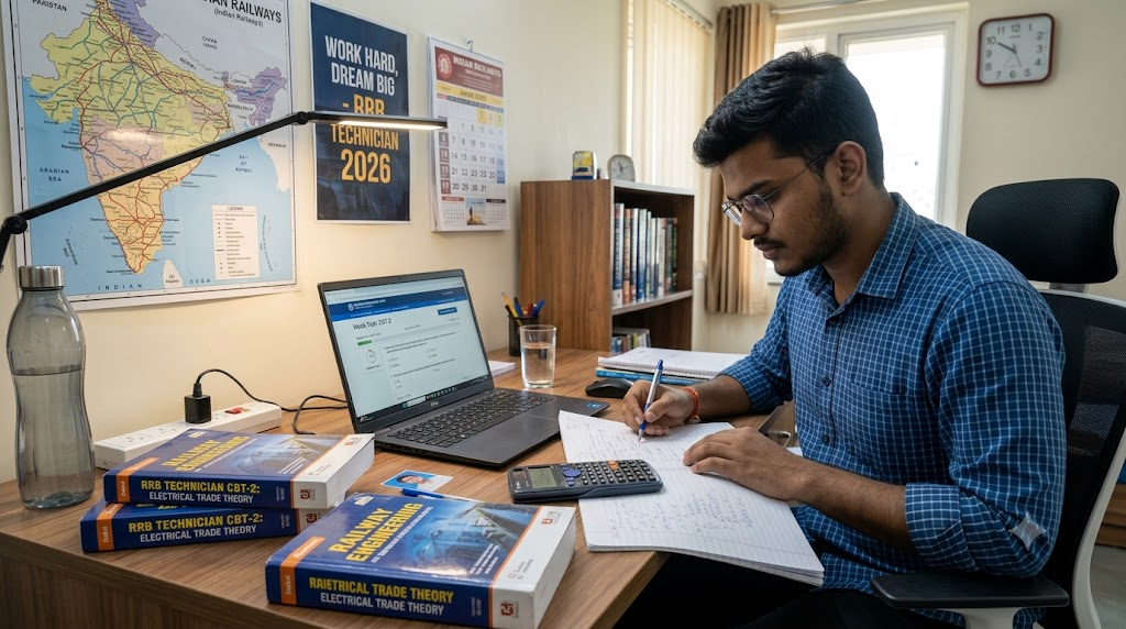 Students preparing for RRB Technician CBT Exam